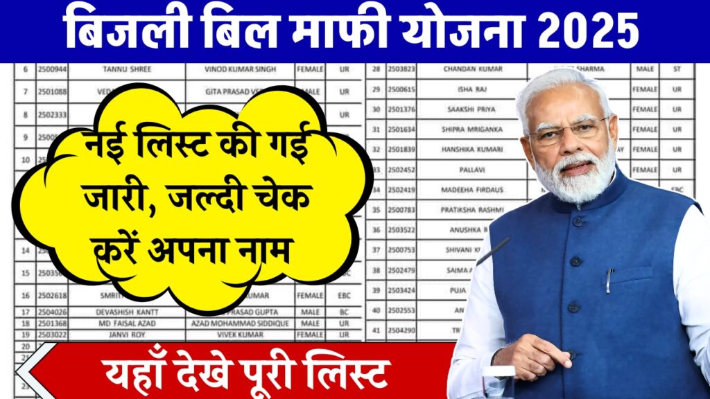 Bijli Bil Mafi Yojana List